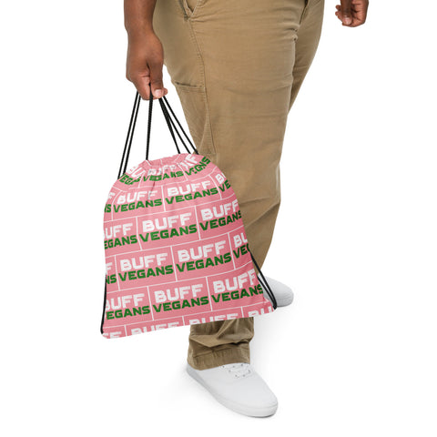 Pink Buff Vegans Drawstring Bag