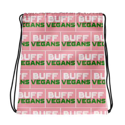 Pink Buff Vegans Drawstring Bag